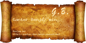 Ganter Benjámin névjegykártya